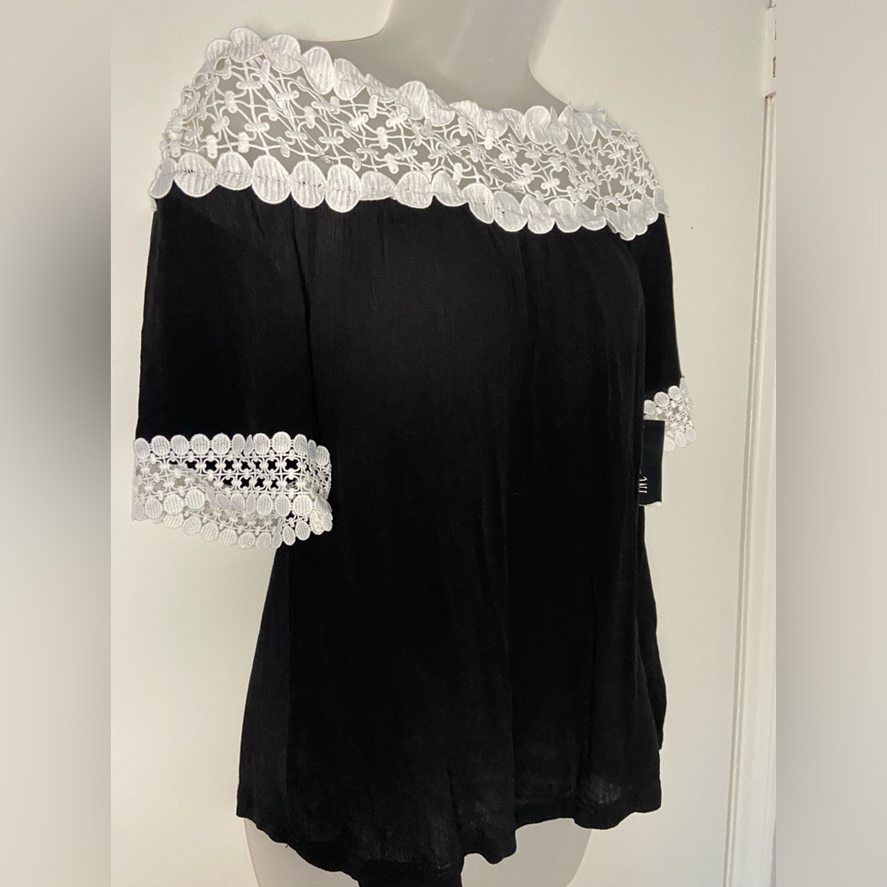 INC International Concepts Crochet Off Shoulder Blouse Size Small NWT!